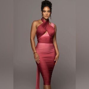 JLUXLABEL Pink Ombré Edge of Romance Midi Dress | Size: XL | Color: Pink Ombré